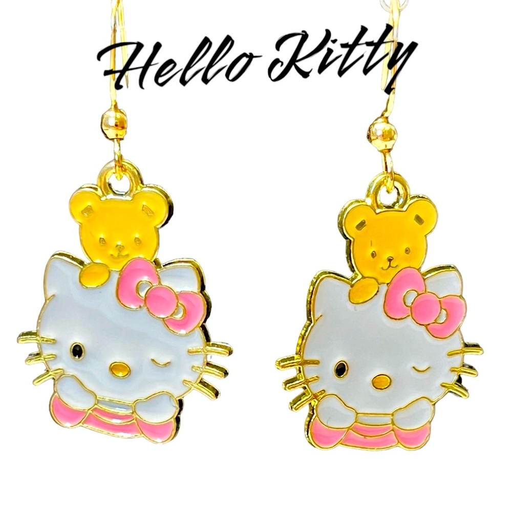 2/20 Cute cartoon Kitty earrings with stainless hooks